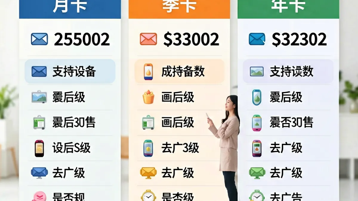 一张展示芒果视频会员不同套餐价格和权益对比的信息图，帮助用户做订阅决策